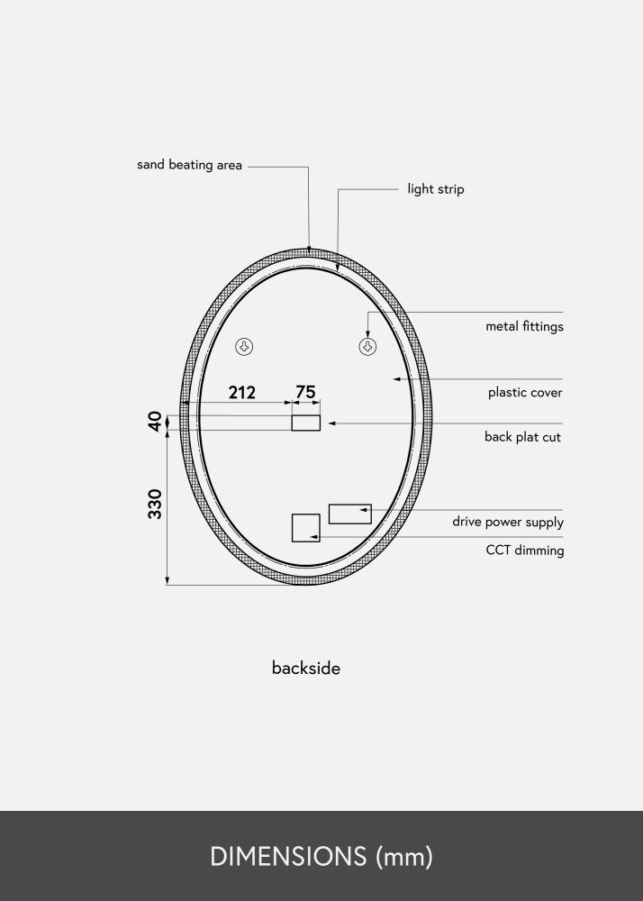 KAILA Spiegel Oval LED 50x70 cm