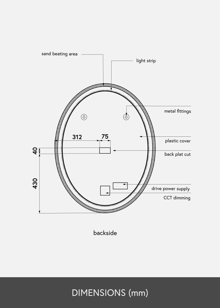 KAILA Spiegel Oval LED 70x90 cm