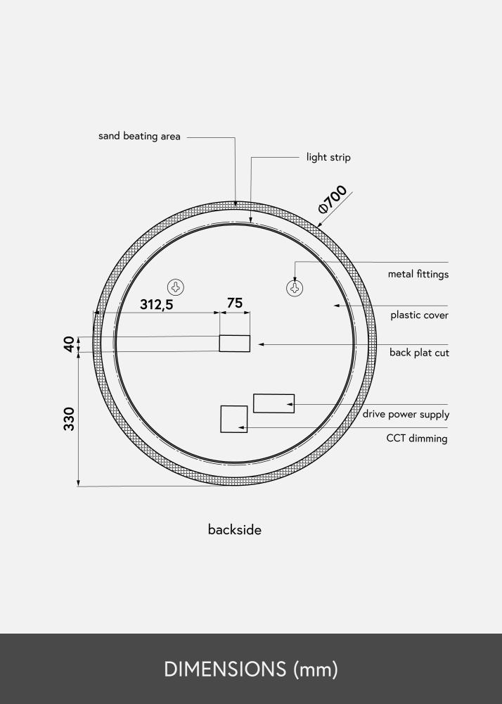 KAILA Spiegel Frost LED 70 cm Ø