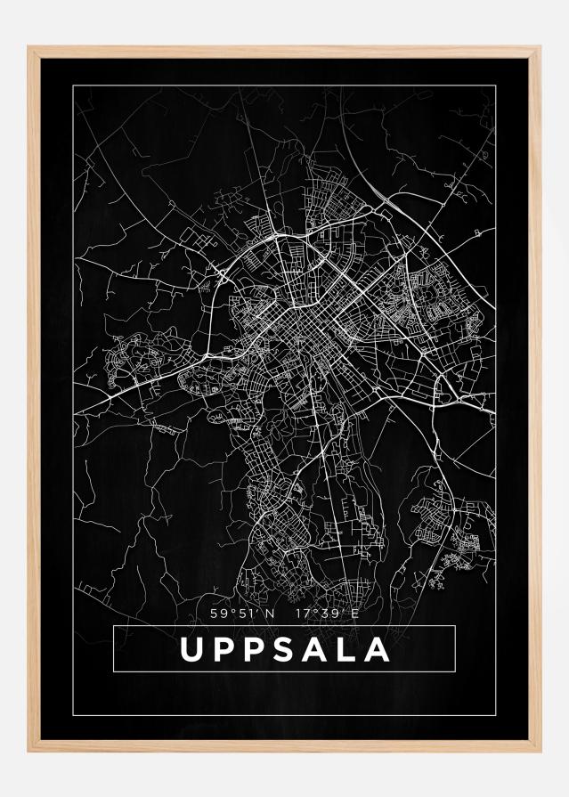 Map - Uppsala - Black Poster