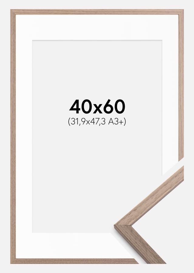 Rahmen Edsbyn Walnuss Hell 40x60 cm - Passepartout Weiß 32,9x48,3 cm (A3+)