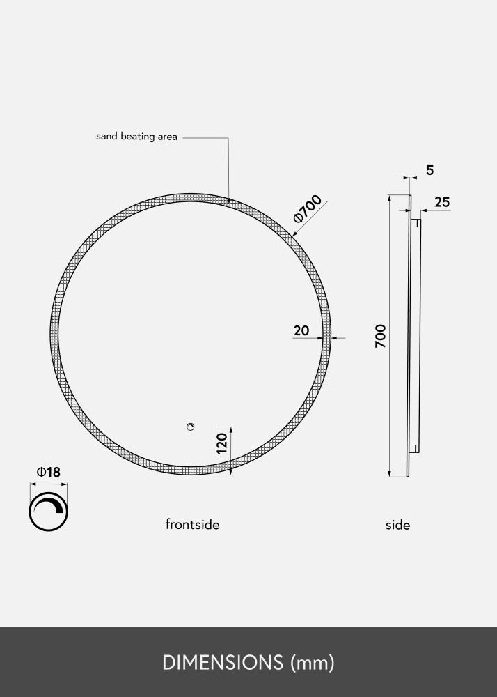 KAILA Spiegel Frost LED 70 cm Ø