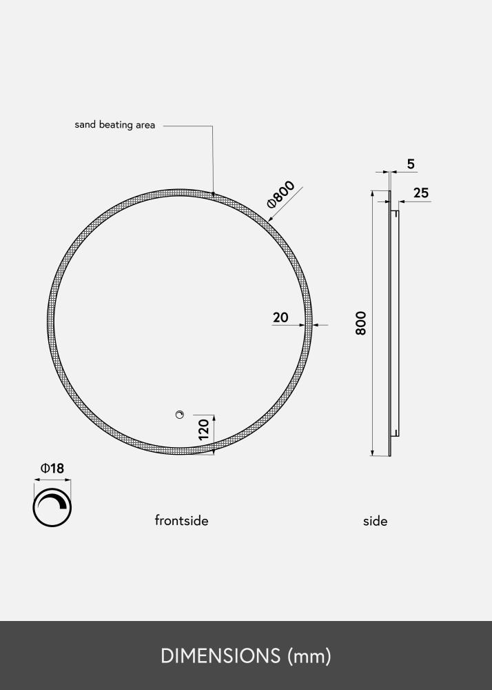 KAILA Spiegel Frost LED 80 cm Ø