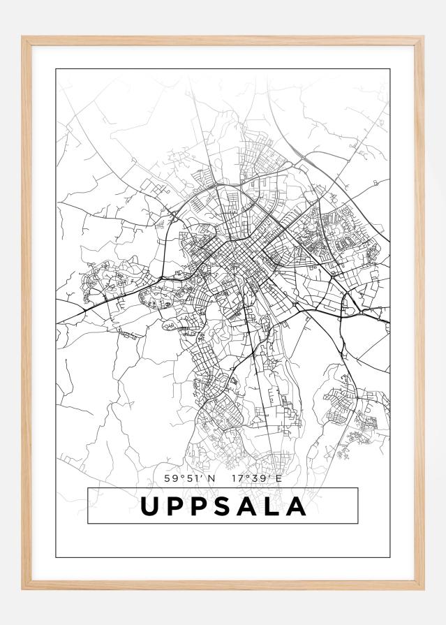 Map - Uppsala - White Poster