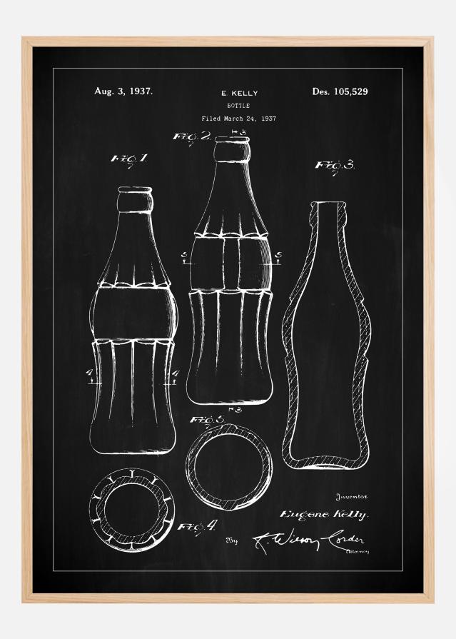 Patentzeichnung - Coca-Cola-Flasche - Schwarz Poster