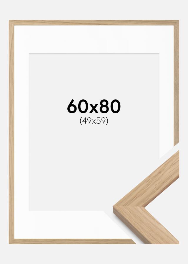Rahmen Oak Wood 60x80 cm - Passepartout Weiß 50x60 cm