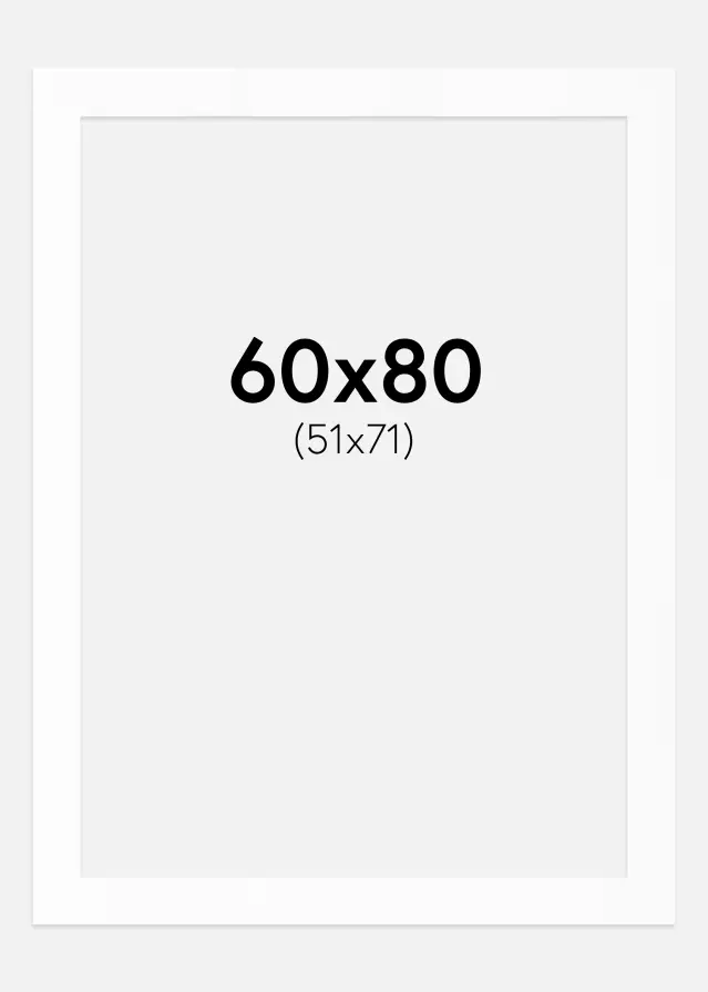 Passepartout Weiß Standard (weißer Kern) 60x80 cm (51x71)