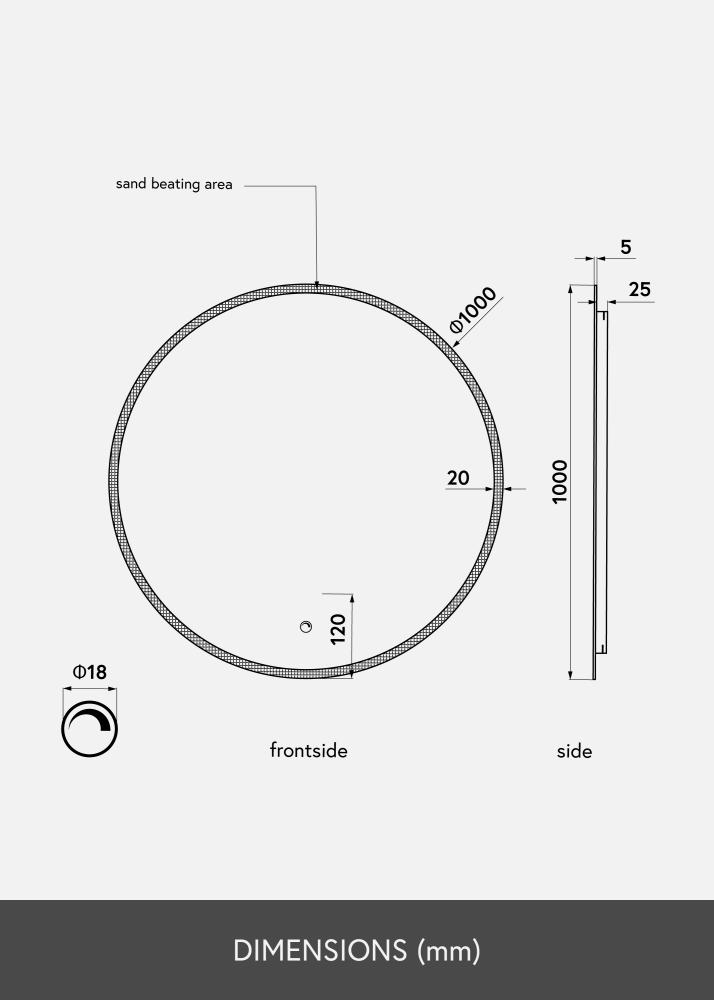 KAILA Spiegel Frost LED 100 cm Ø