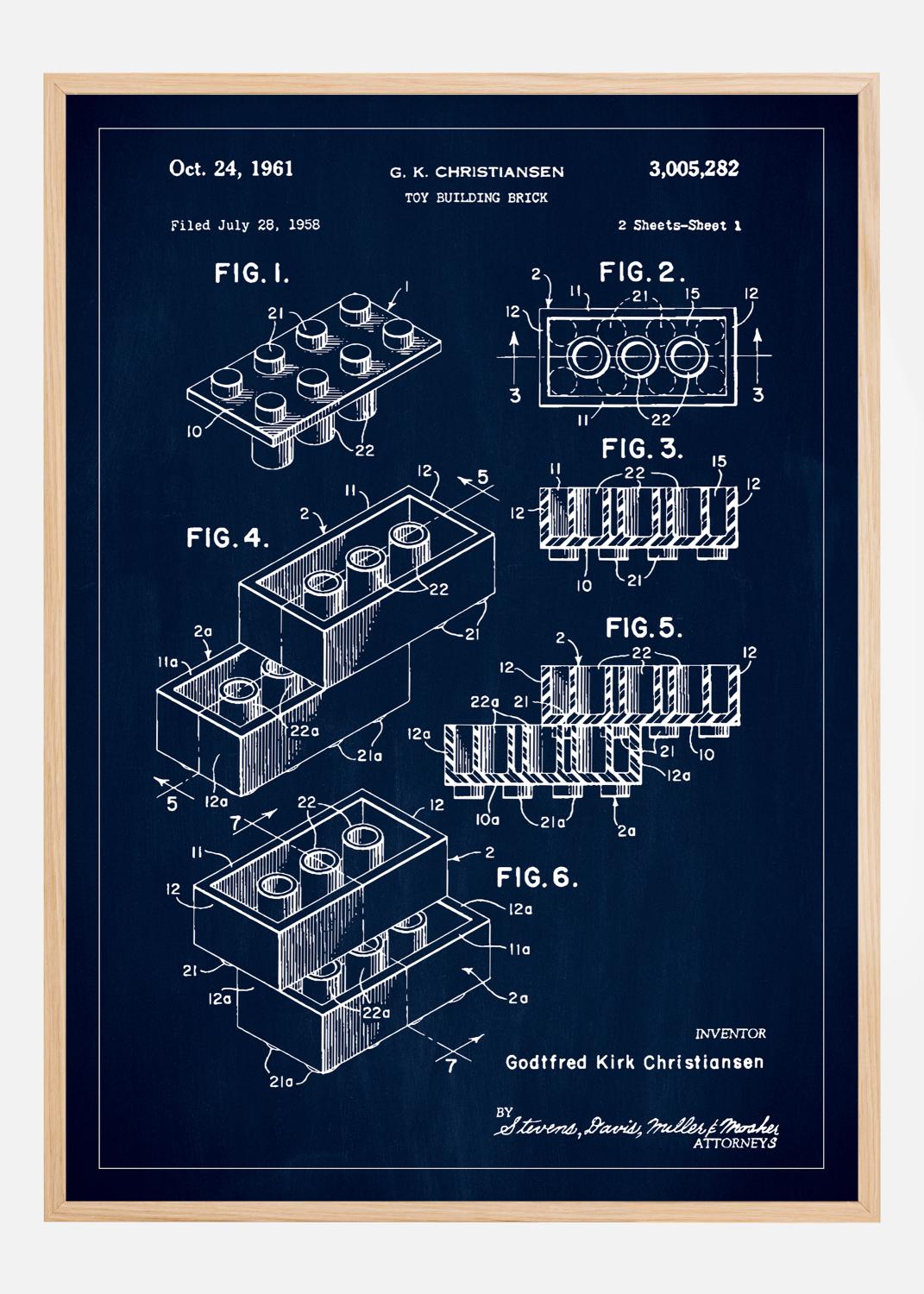 Product Image for Patent Print - Lego Block I - Blue Poster (21x29.7 cm (A4))