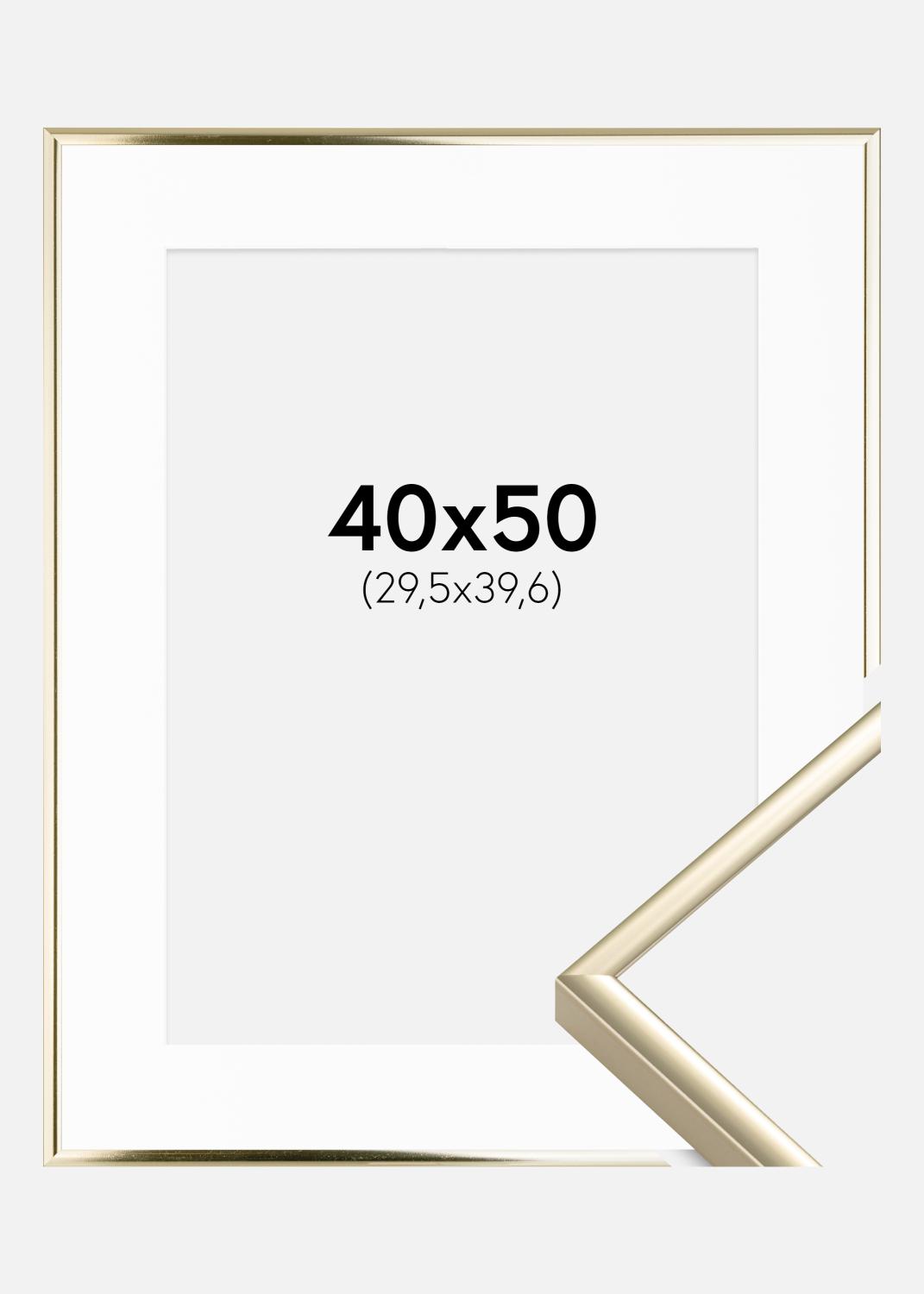 Product Image for Rahmen Aluminium Gold glänzend 40x50 cm - Passepartout Weiß 12x16 inches