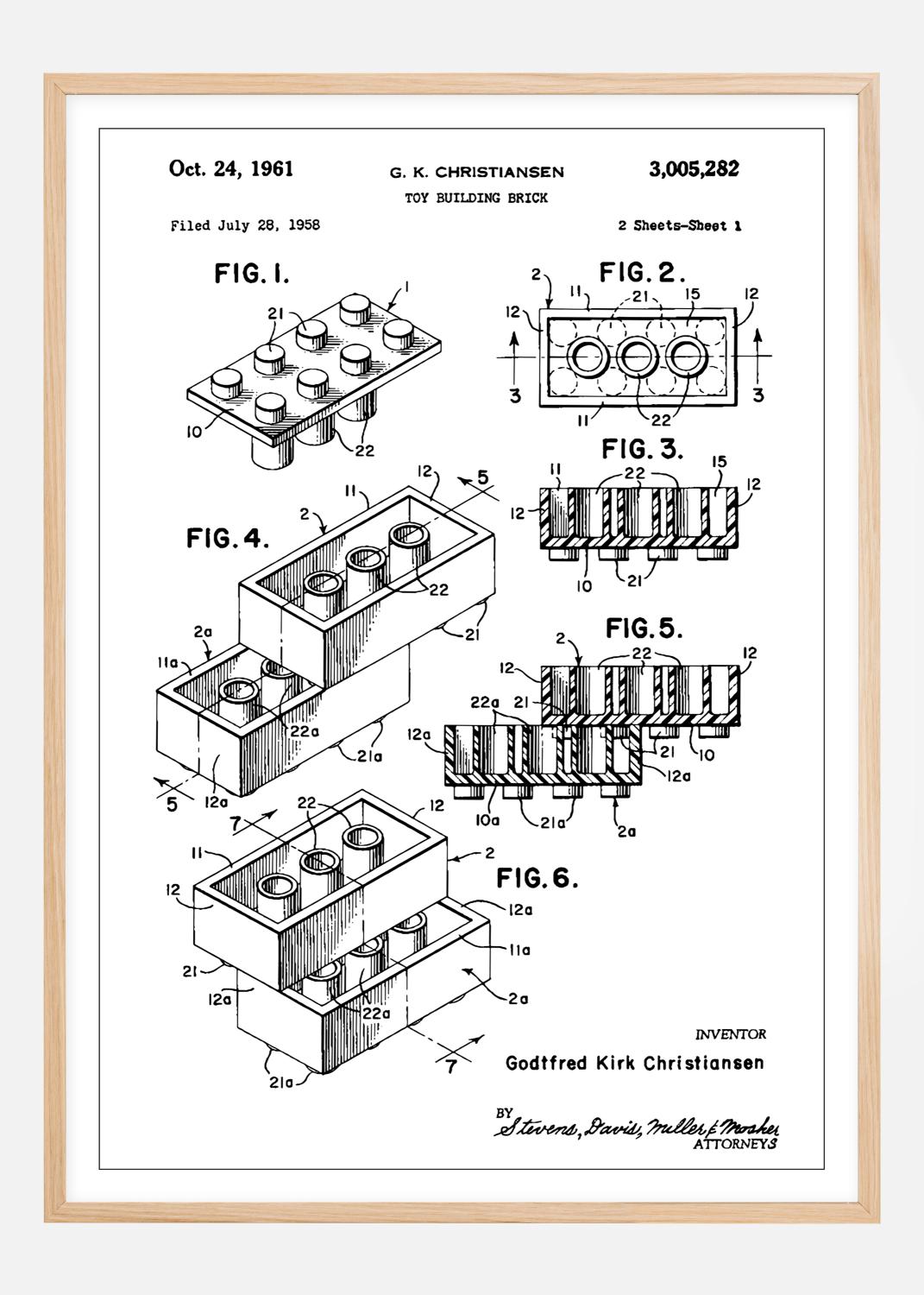 Product Image for Patent Print - Lego Block I - White Poster (21x29.7 cm (A4))