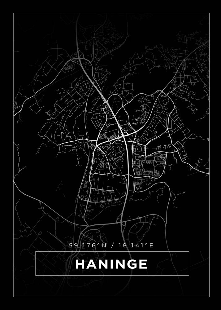 Map - Haninge - Black Poster