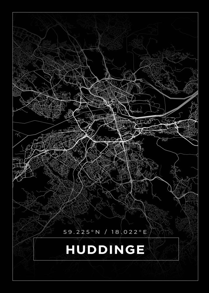 Map - Huddinge - Black Poster