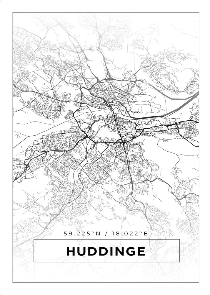 Map - Huddinge - White Poster