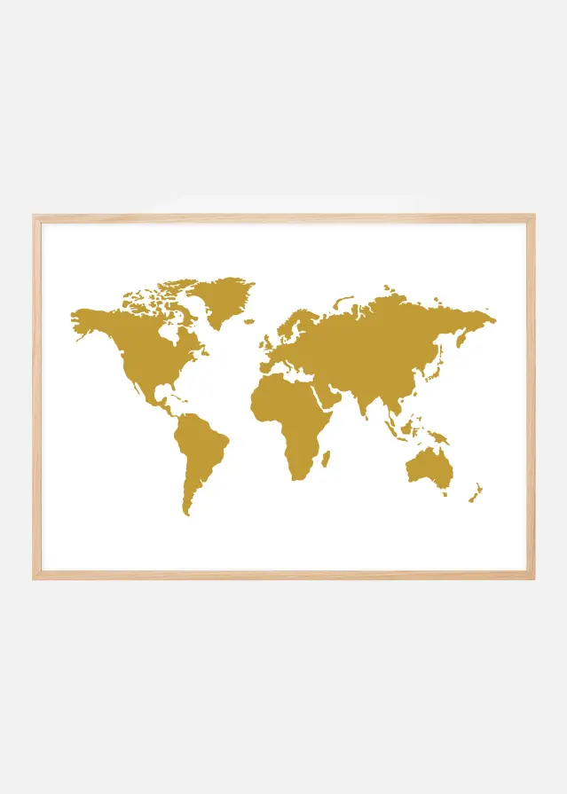 Weltkarte Gold Poster