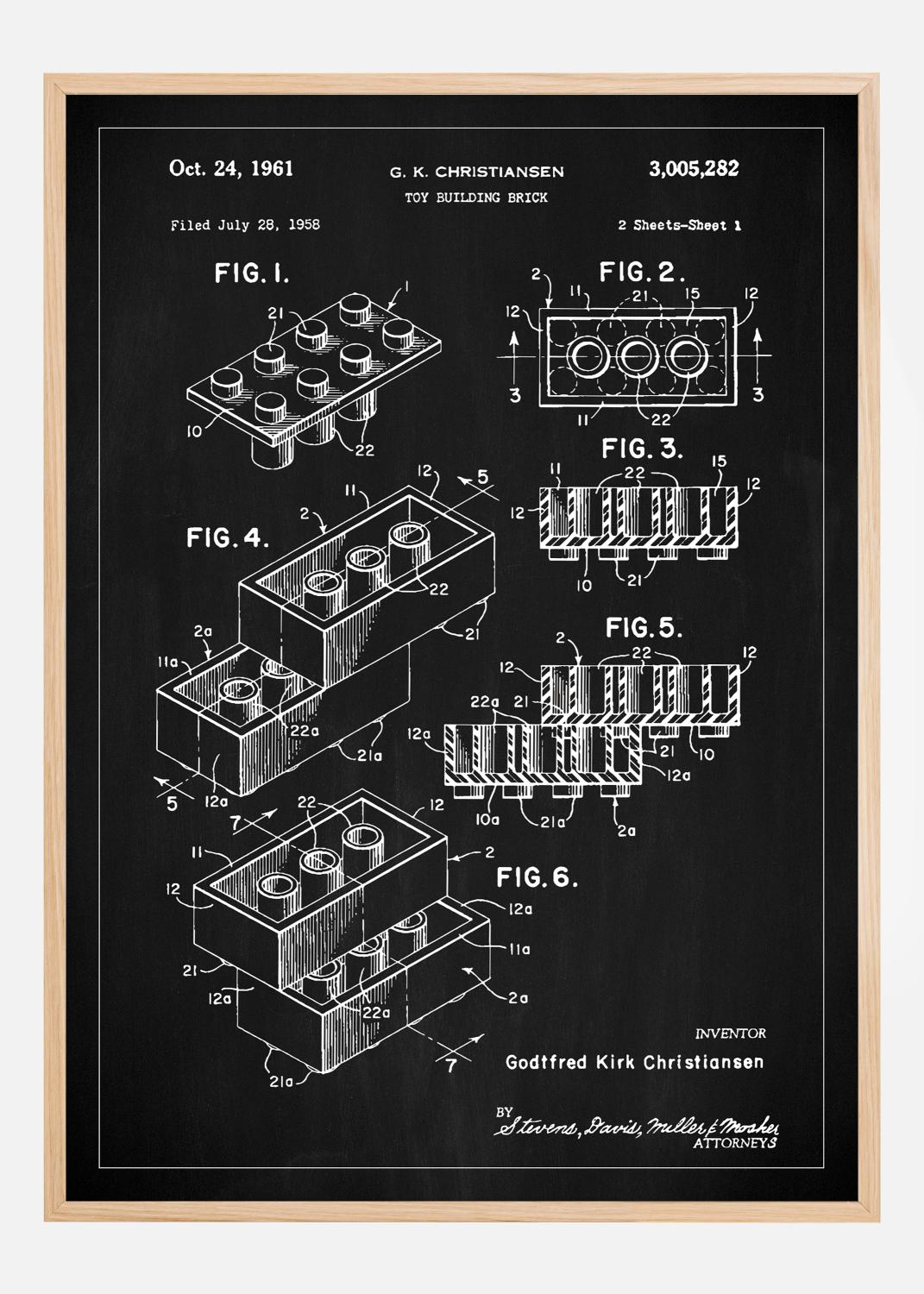 Product Image for Patent Print - Lego Block I - Black Poster (21x29.7 cm (A4))