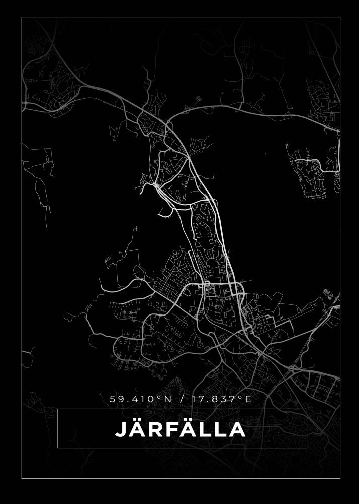 Map - Järfälla - Black Poster