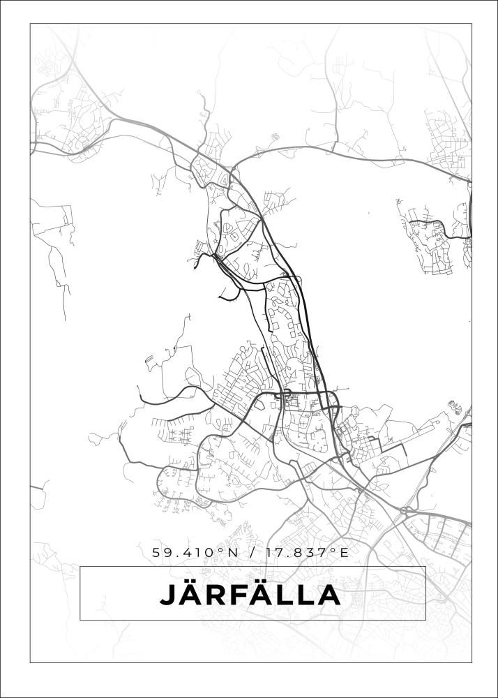 Map - Järfälla - White Poster