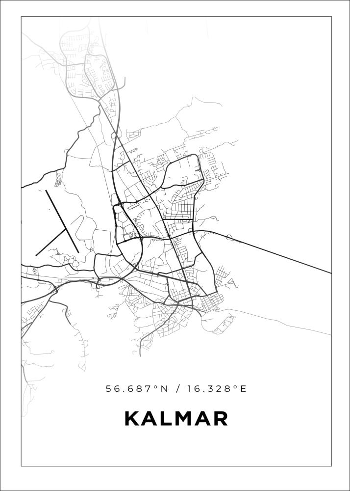 Map - Kalmar - White Poster