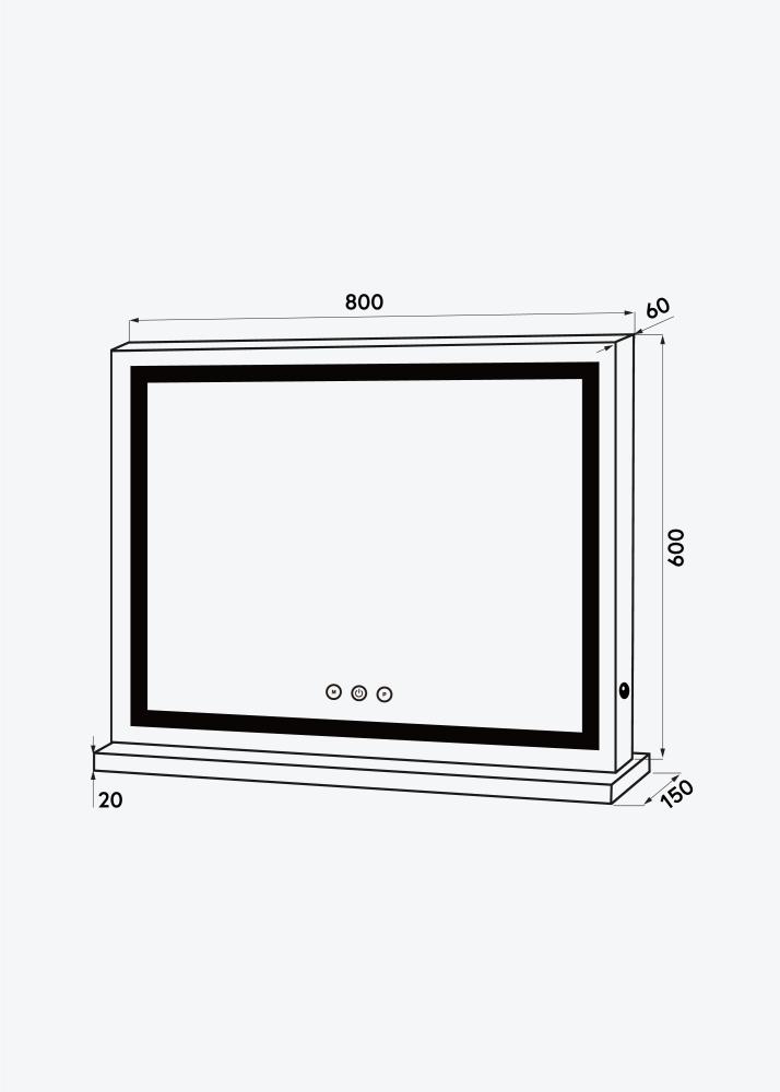 KAILA Kosmetikspiegel Base Horisontal LED Weiß 80x60 cm