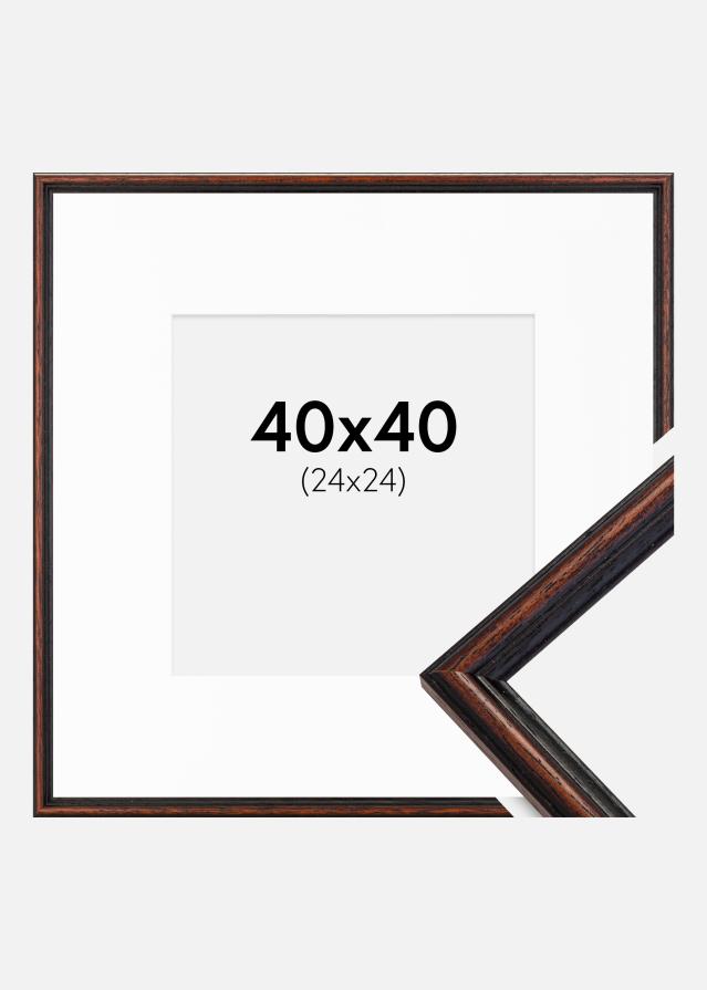 Rahmen Horndal Walnuss 40x40 cm - Passepartout Weiß 25x25 cm
