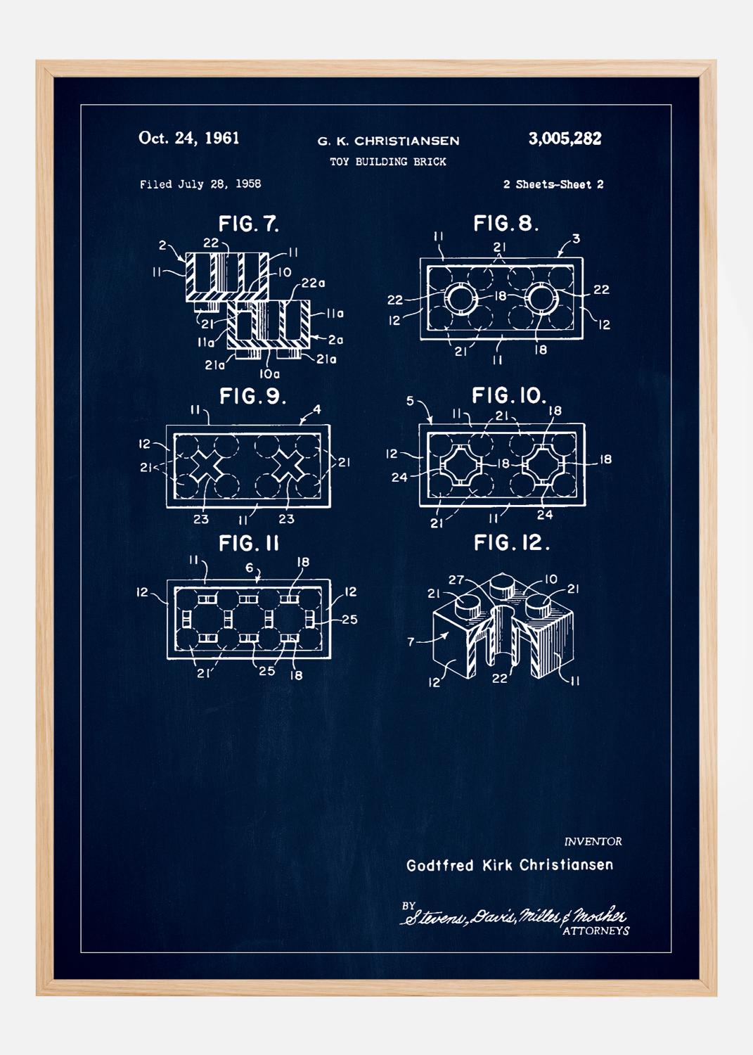 Product Image for Patent Print - Lego Block II - Blue Poster (21x29.7 cm (A4))