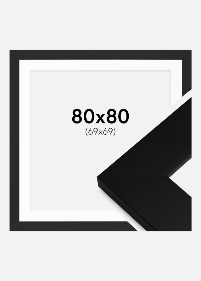 Rahmen Härjedalen Schwarz 80x80 cm - Passepartout Weiß 70x70 cm