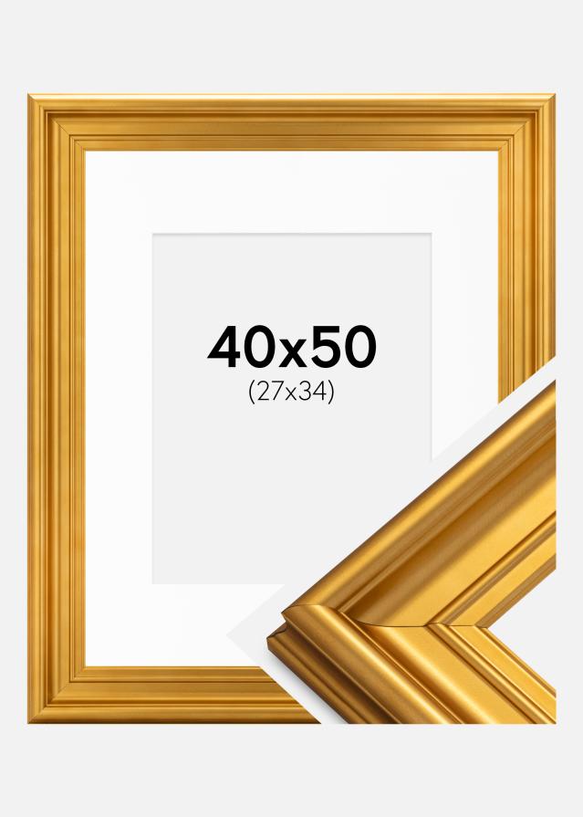 Rahmen Mora Premium Gold 40x50 cm - Passepartout Weiß 28x35 cm