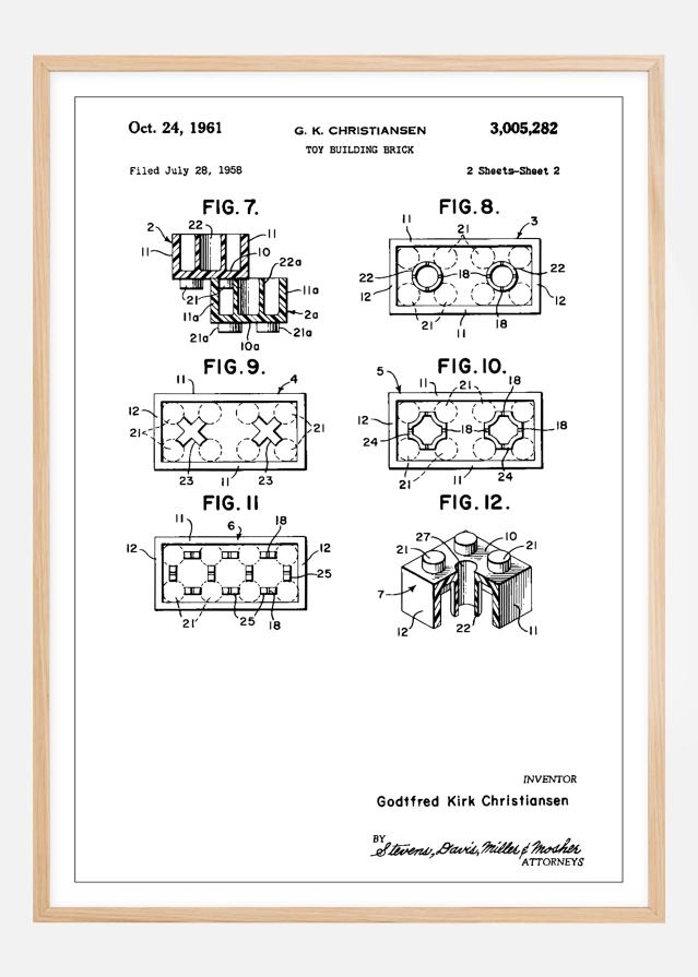 Patent Print - Lego Block II - White Poster