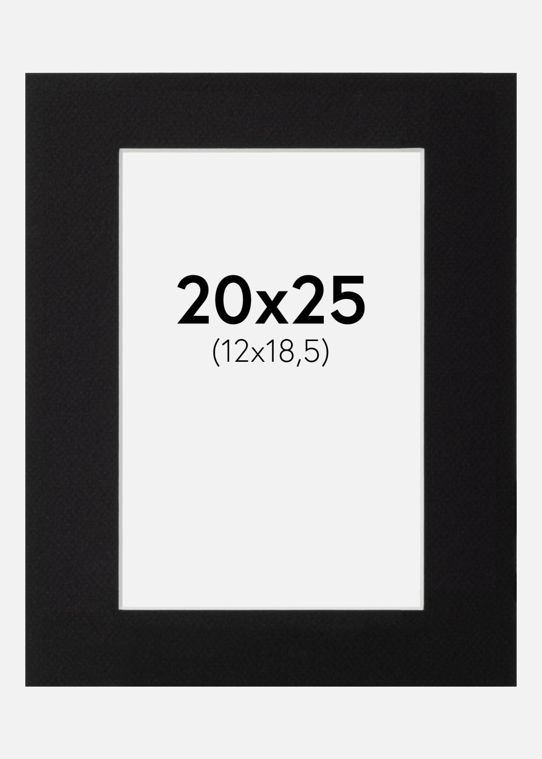 Product Image for Passepartout Schwarz Standard (weißer Kern) 20x25 cm (12x18,5)
