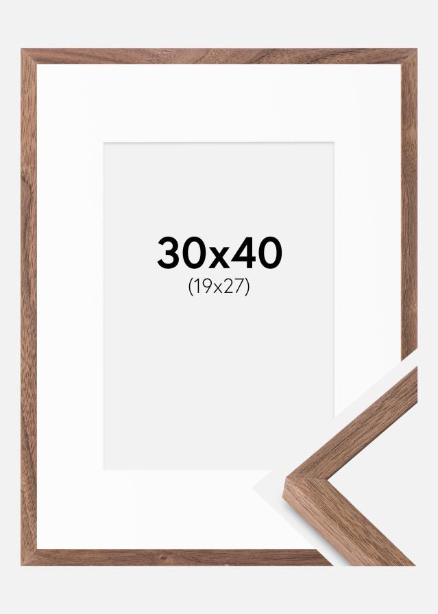 Rahmen Soul Walnut Veneer 30x40 cm - Passepartout Weiß 20x28 cm