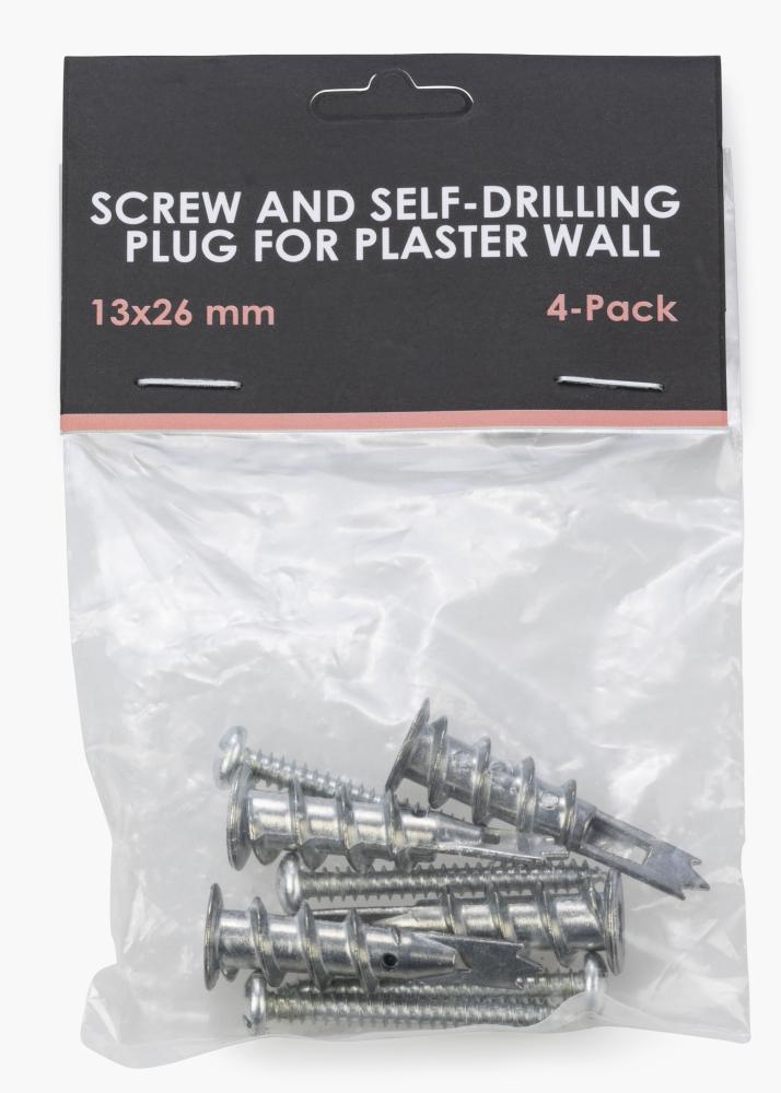 BGA Schraube und selbstbohrender Dübel für Gipswand - 4er-Pack (13x26 mm)