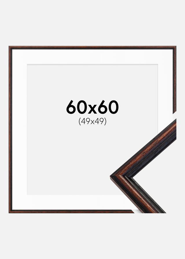 Rahmen Horndal Walnuss 60x60 cm - Passepartout Weiß 50x50 cm