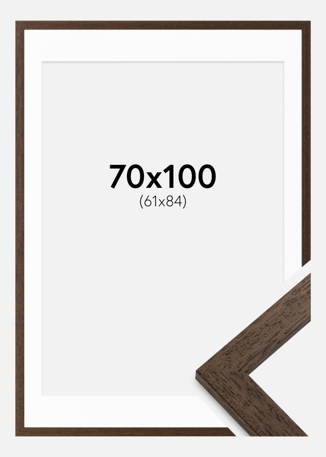 Rahmen Brown Wood 70x100 cm - Passepartout Weiß 62x85 cm