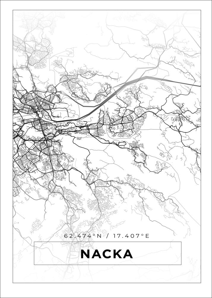 Map - Nacka - White Poster