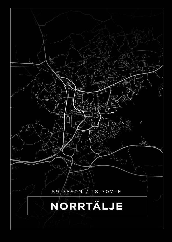 Map - Norrtälje - Black Poster