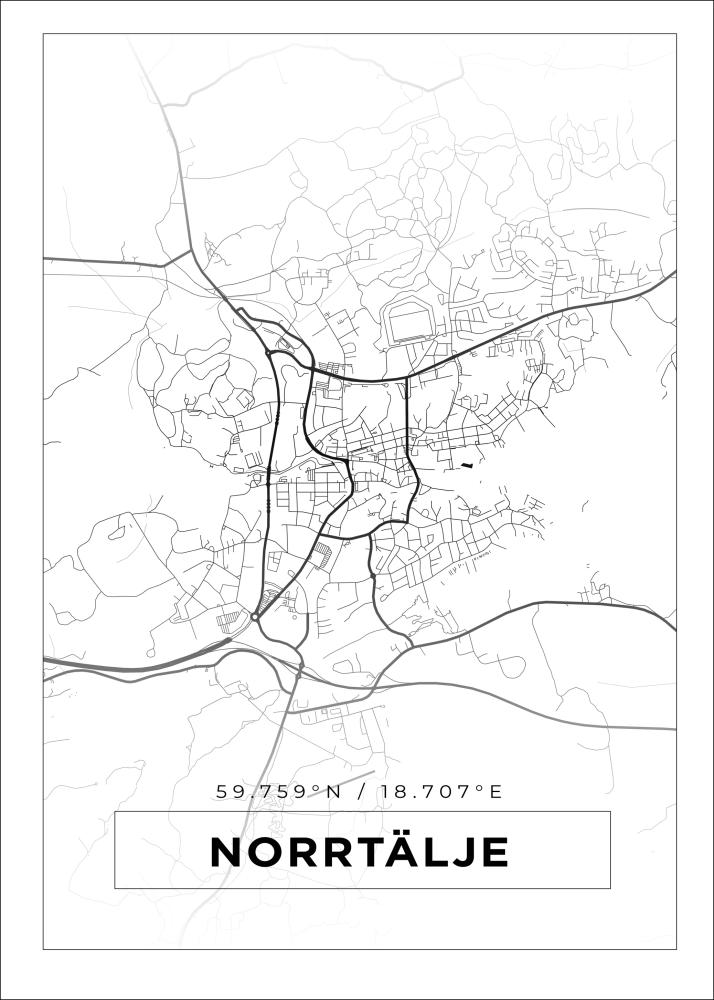 Map - Norrtälje - White Poster