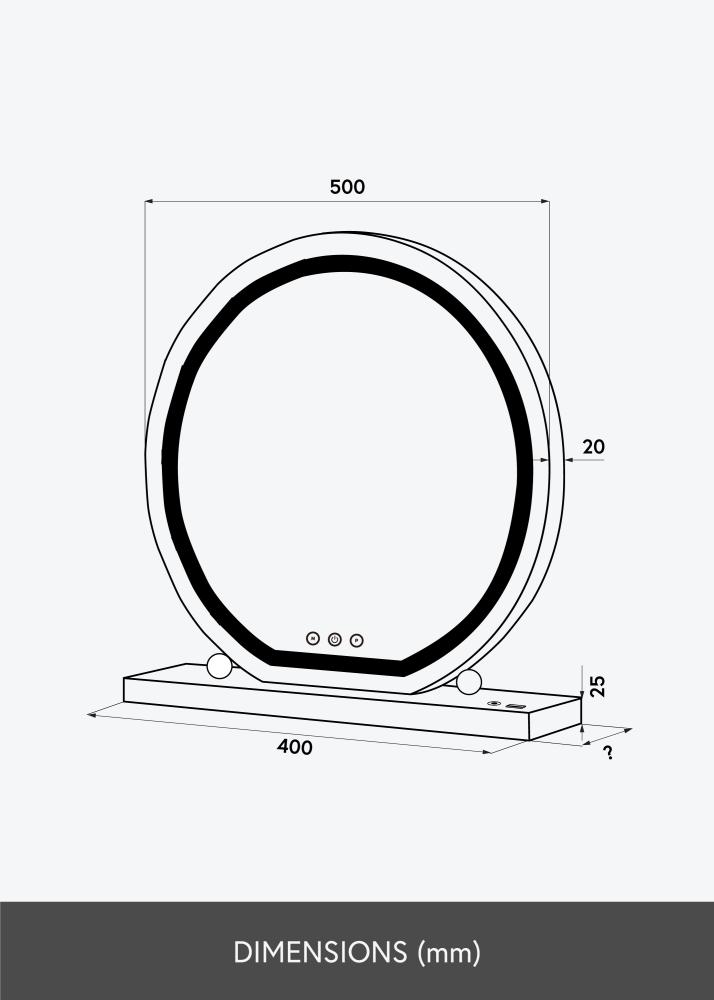 KAILA Kosmetikspiegel Round LED Weiß 50 cm Ø