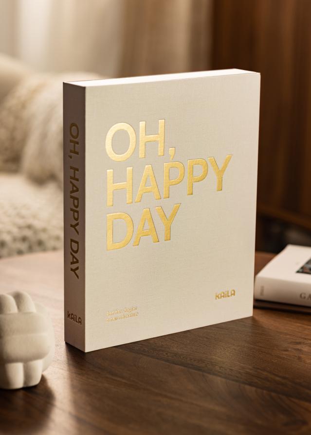 KAILA OH HAPPY DAY Creme - Coffee Table Photo Album (60 Schwarze Seiten)