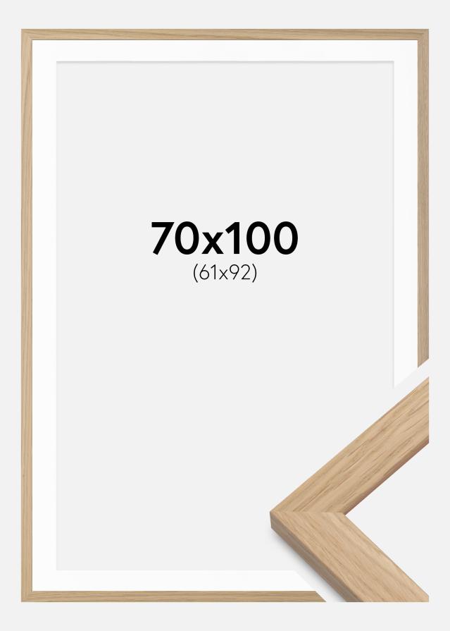 Rahmen Oak Wood 70x100 cm - Passepartout Weiß 62x93 cm