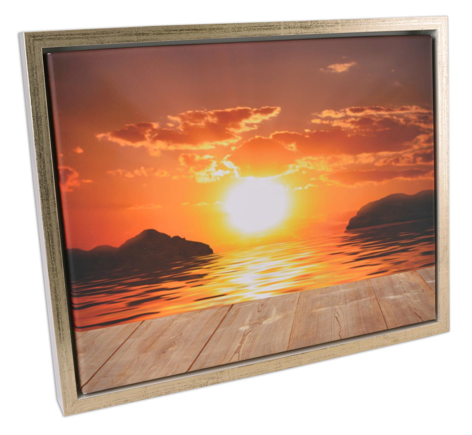 Product Image for Kungsgården Canvas-Rahmen Weiß/Guld - Größe nach Wunsch (Bilderrahmen für Leinwand)
