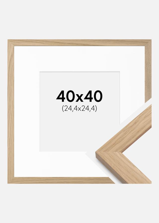 Rahmen Oak Wood 40x40 cm - Passepartout Weiß 10x10 inches