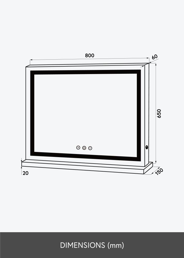 KAILA Kosmetikspiegel Vanity LED Weiß 80x65 cm