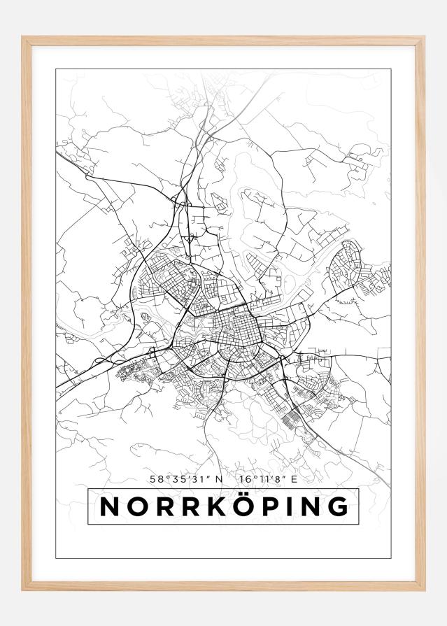 Map - Norrköping - White Poster