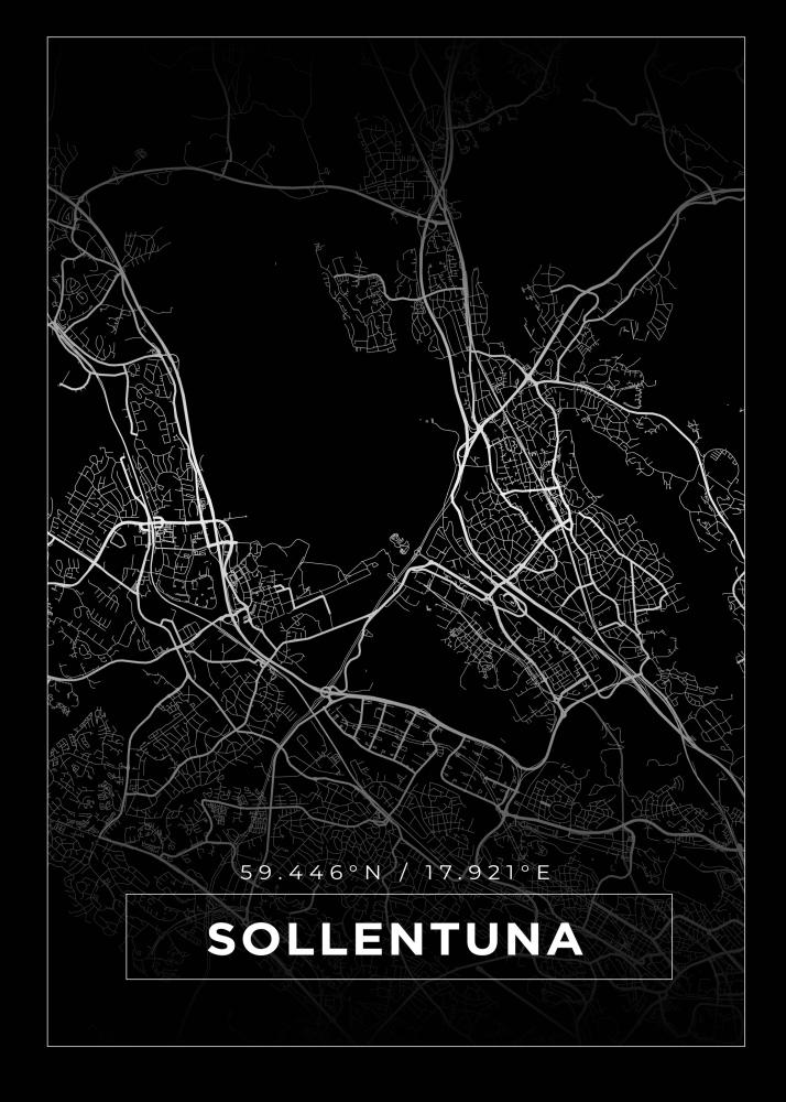 Map - Sollentuna - Black Poster