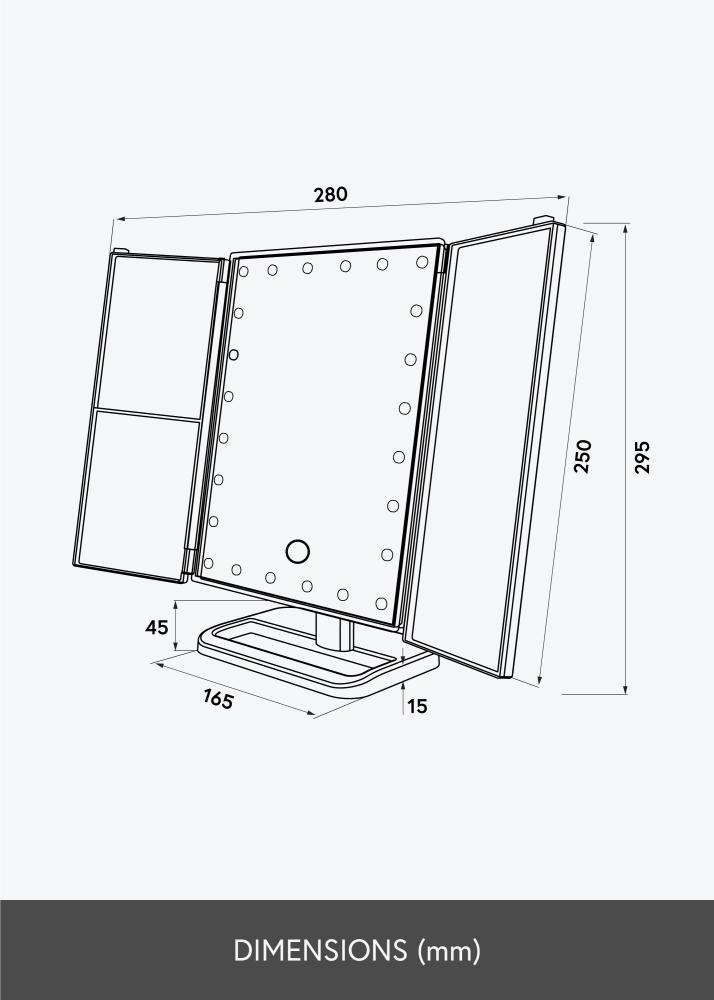 KAILA Kosmetikspiegel Tri-Fold Magnifying Weiß 20x30 cm