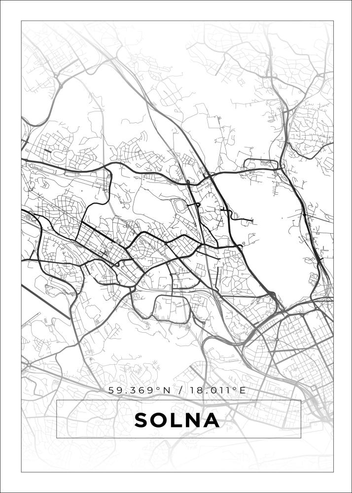 Map - Solna - White Poster