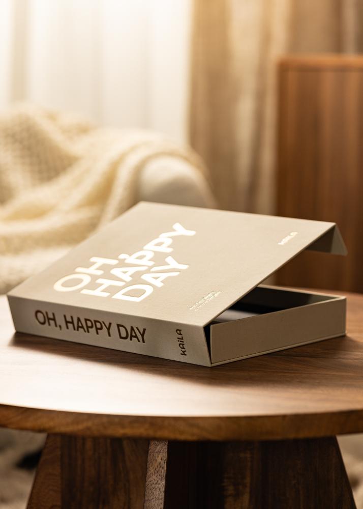 KAILA OH HAPPY DAY Creme - Coffee Table Photo Album (60 Schwarze Seiten)