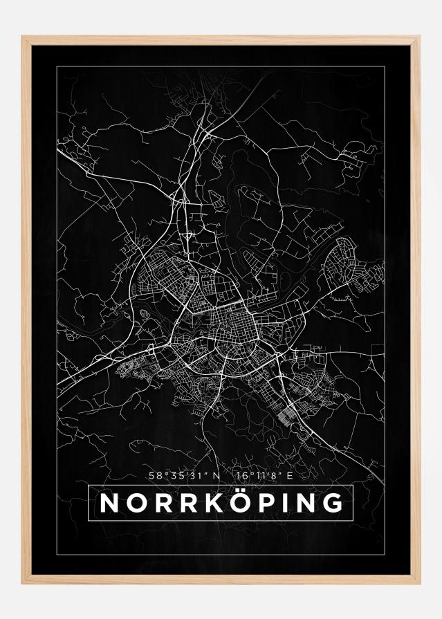 Map - Norrköping - Black Poster