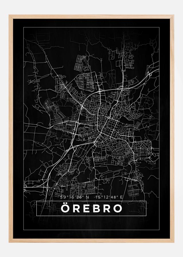 Map - Örebro - Black Poster